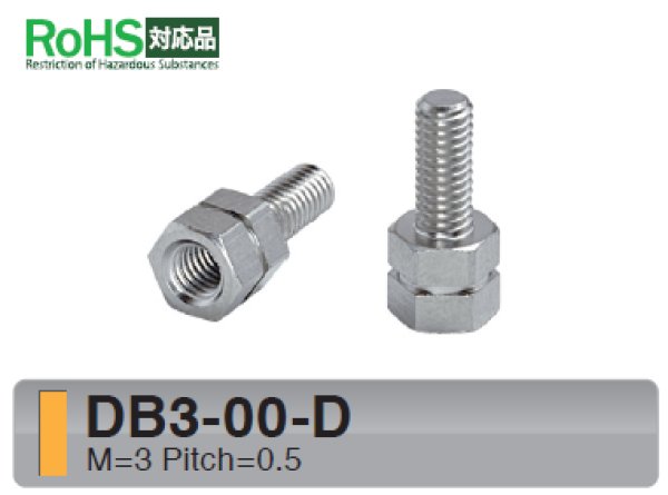 画像1: Dタイプ 六角 　黄銅　M3 D-sub取付用（ミゾ付） (1)